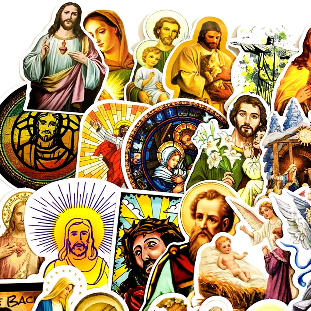 10/30/50/68Pcs Jesus Christian Religion Stickers Phone Laptop Car Case Freezer Luggage Wall Waterpoof DIY Graffiti Sticker Toy