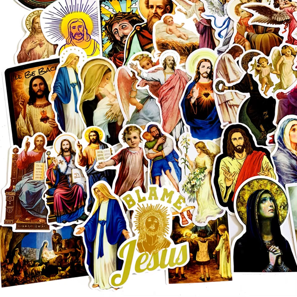 10/30/50/68Pcs Jesus Christian Religion Stickers Phone Laptop Car Case Freezer Luggage Wall Waterpoof DIY Graffiti Sticker Toy